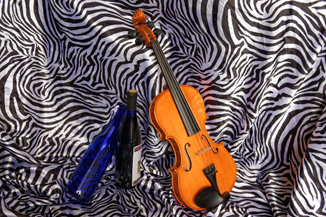 Violin Suite for Two and cobaltWine bottles